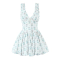 Spring Summer Women Clothing Sexy Fresh Printed V neck Tulle Dress