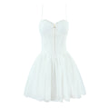 Spring Summer Vacation Sexy Little Fresh Sweet Spicy Waist Shaping Lace Embroidery Dress