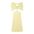 Women Clothing French Simple Sexy Backless Beads Dress