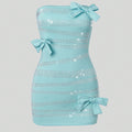 Popular off Shoulder Butterfly Rhinestone Sheath Dress Dress Milk Silk Outer