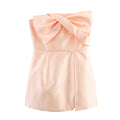 Women Clothing Summer Bowknot Decoration Cute Sexy Champagne Tube Top Cinched Waist Sheath