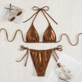Foreign Single Split Swimsuit Sexy Bikini Solid Color Halter Biniki Low Waist Swimsuit