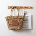 Niche Thailand Straw Bag Retro One Shoulder Portable Hollow Out Cutout Woven Bag Women Seaside Vacation Beach Bag