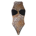 Women Spring Summer Leopard Print Slim Fit Base Bodysuit