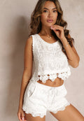 Women Embroidered Openwork Stylish Sleeveless Top