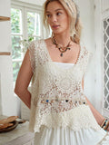 Hooked Pattern Open Work Knitted Halter Top For Large Size Outerwear To Be Worn Over It