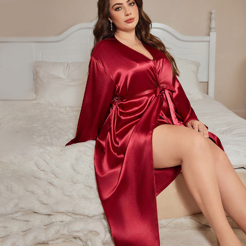 Sexy V neck Ice Silk Suspender Pajamas Silk Pajamas Spring Summer Ladies Thin Pajamas