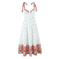 Elegant Sweet Dress Women Summer Printed Lace up Waist Tight Design Cami Dress
