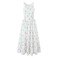 Summer Cream Rose Printed Lace up Mid Length Sling Dress