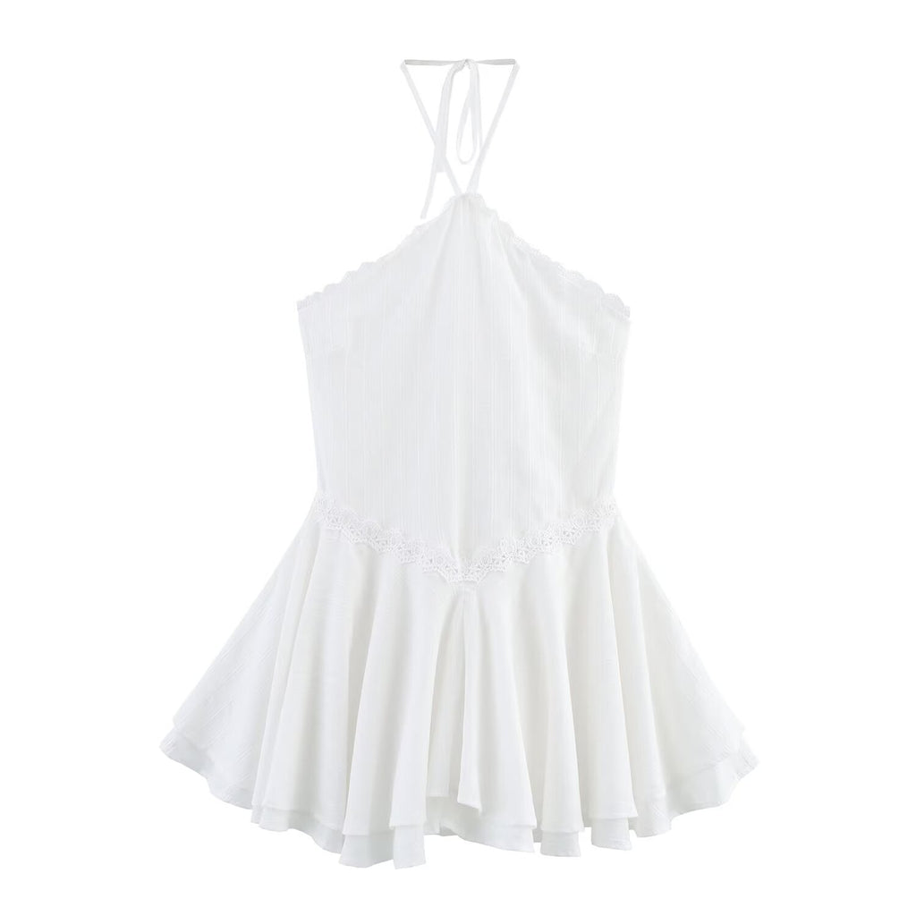 Summer Sexy Net Red Wind Hanging Collar Short Dress