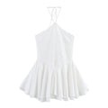 Summer Sexy Net Red Wind Hanging Collar Short Dress