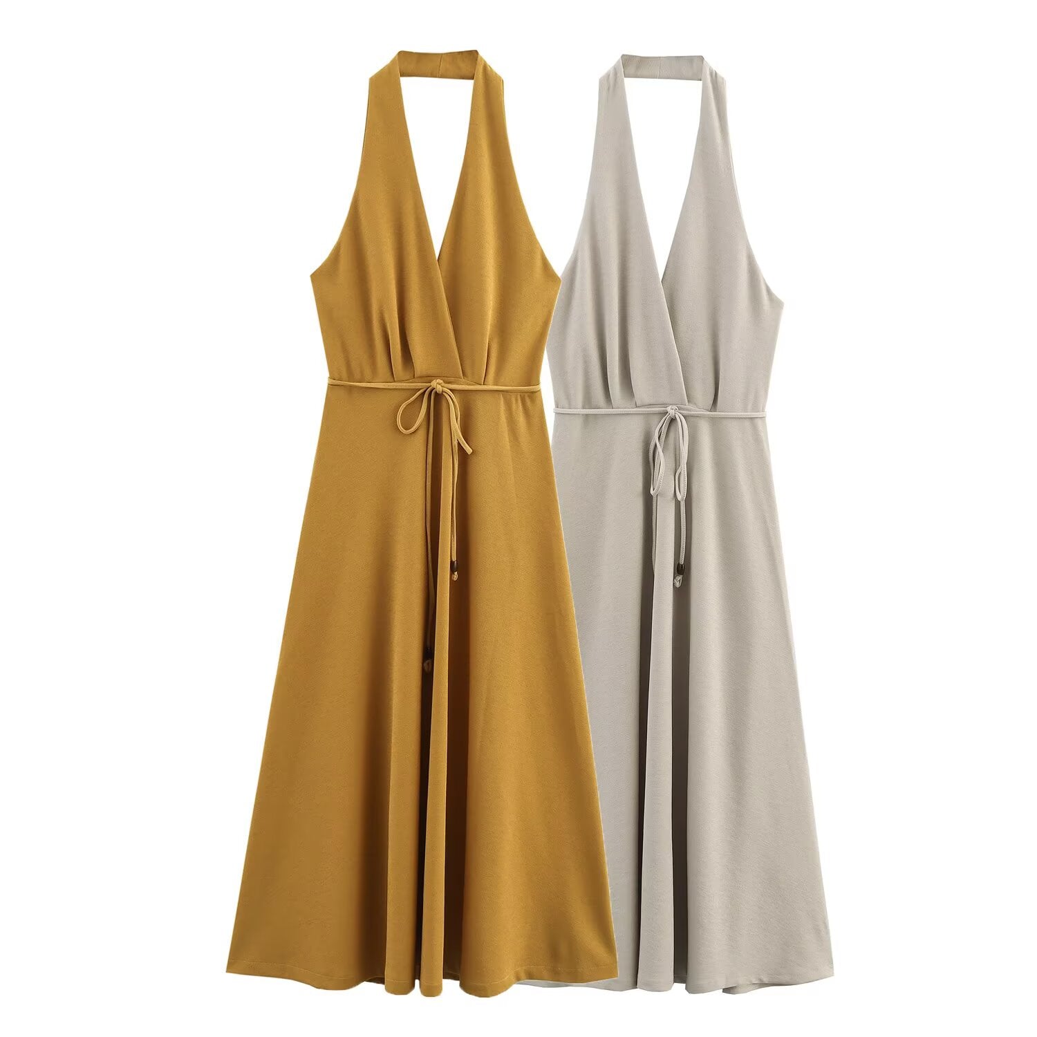 Women Clothing at Series Belt Hanging Collar Backless Dress
