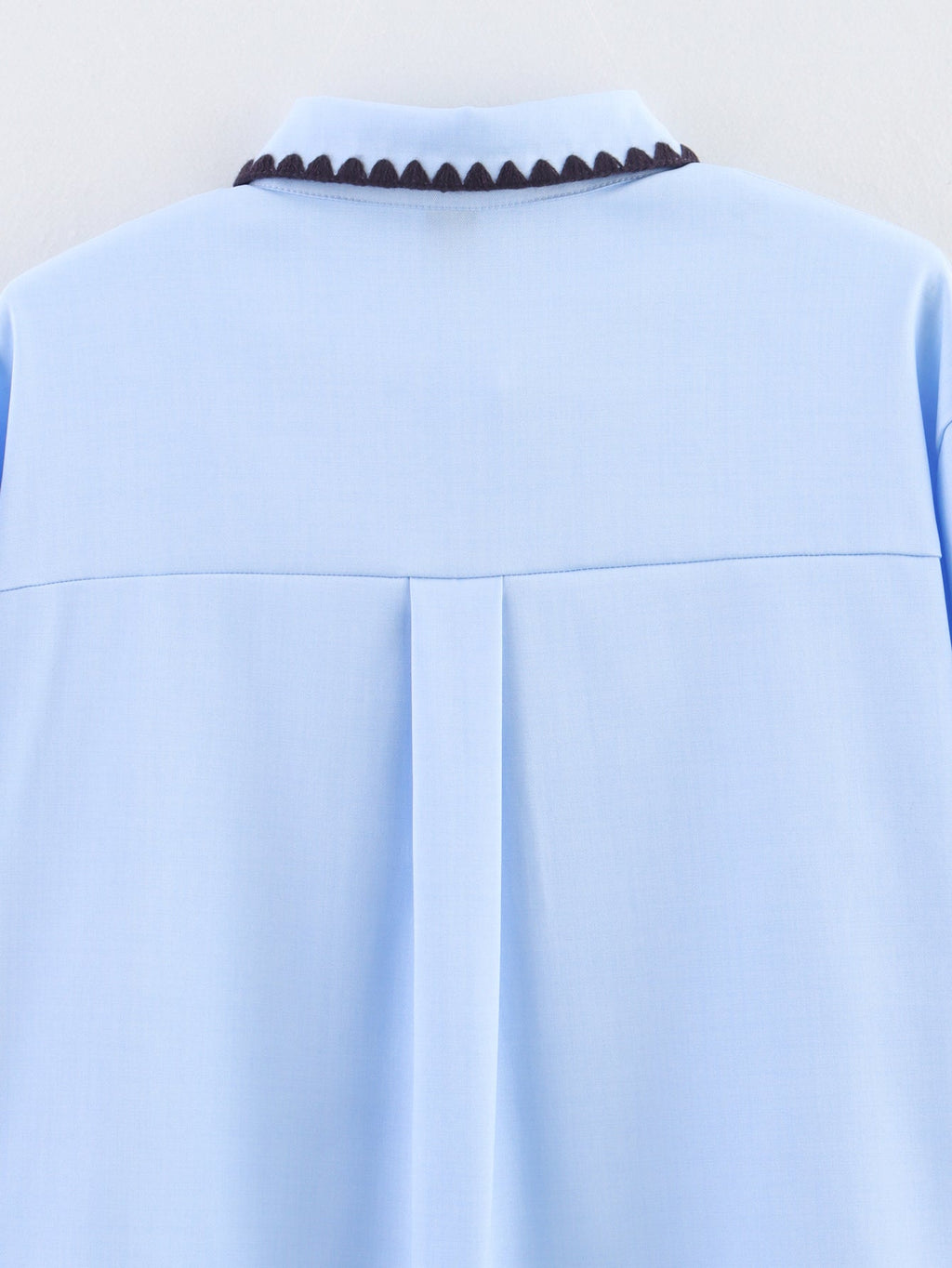 Women Clothing Autumn Niche Chic Shell Craft Blue Shirt Long Sleeve Loose Shirt