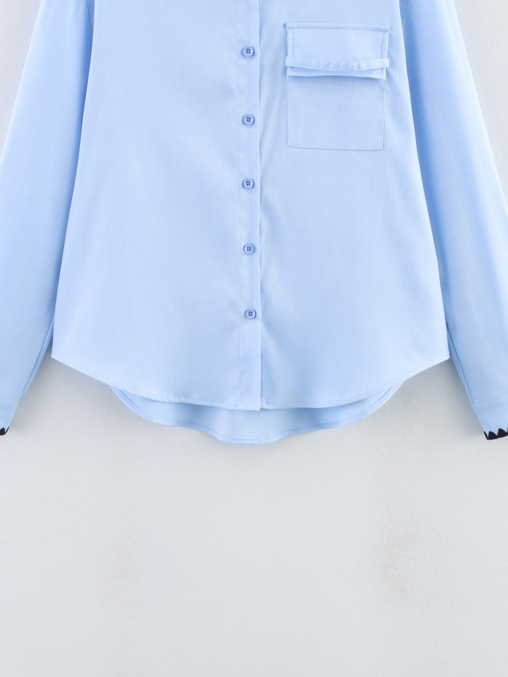 Women Clothing Autumn Niche Chic Shell Craft Blue Shirt Long Sleeve Loose Shirt