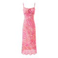 Sweet Elegant Floral Bow Suspenders Dress Women Spring Summer Slim Fit Slim Fit Mid Length Dress