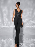 Women Casual Waist Tight Women Jumpsuit Loose Wide Leg Sequ Jumpsuit