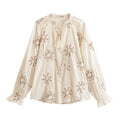 Women Clothing Spring Sweet Floral Embroidered Mini Shirt