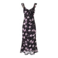 Vacation Ruffled V neck Lace up Printed Fishtail Suspender Skirt Waisted Slim Fit Package Hip Maxi Dress