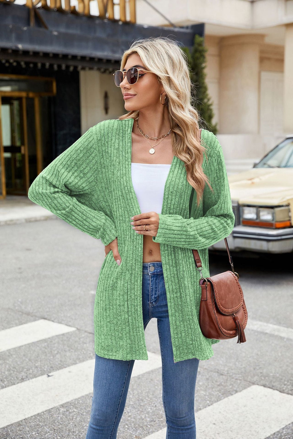 Autumn Winter Long Sleeve Loose Sunken Stripe Sanding Underwear Knitwear