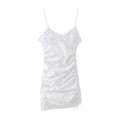 Summer Women Clothing Slim Fit Bow Decorative Pleated Short Dress