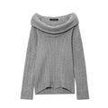 Trendy Casual All Matching Lazy off Shoulder Shoulder Knitwear Sweater Women