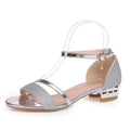 Summer Solid Color Rhinestone Ornament Low Heel Sandals for Women