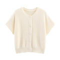 Fall Women Clothing Simple round Neck Fishnet Pin Waistcoat Knitted Vest Cardigan