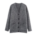 Women Clothing Autumn Lazy Autumn Winter Simplicity V neck Single Breasted Coat