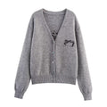 Autumn Women Casual All Match Loose Bow Ribbon Jacquard Sweater