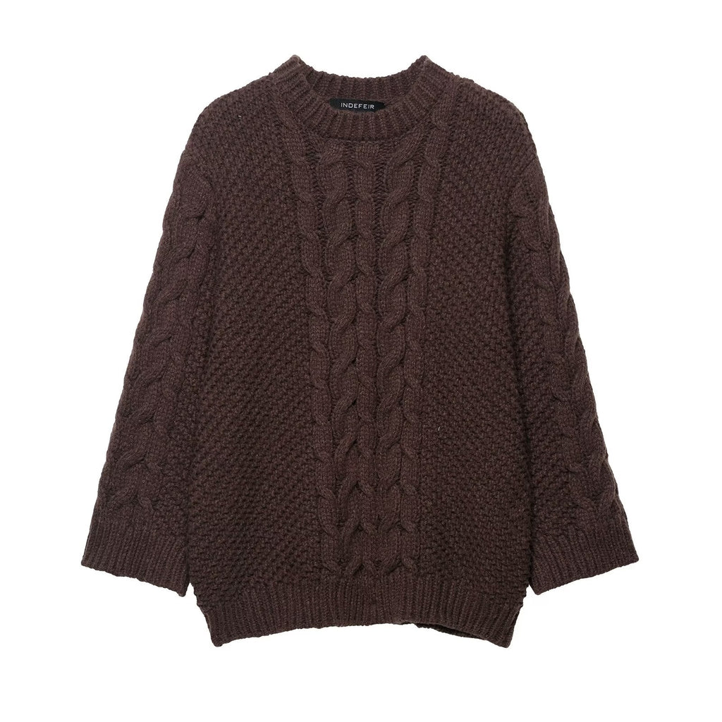 Women Clothing Street Twist Large Sleeves Sweater