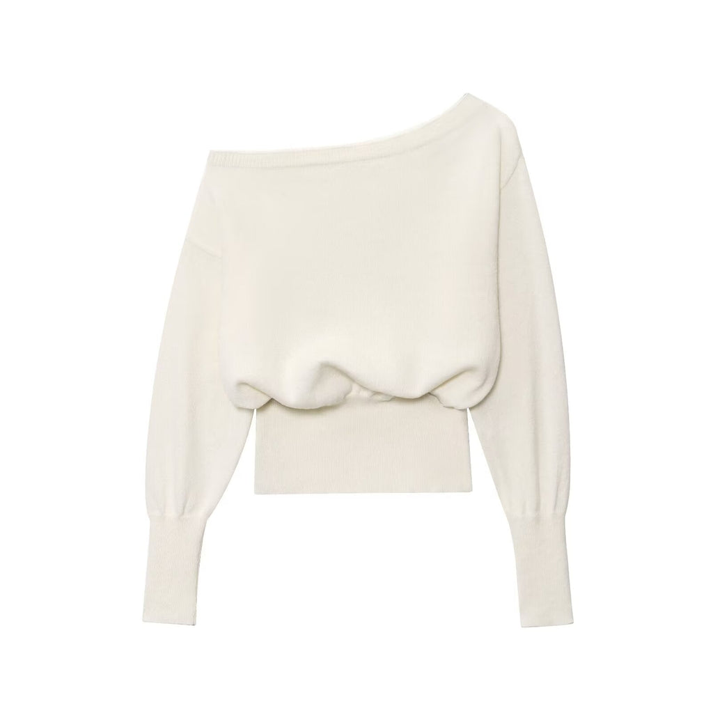 Elegant Women off Shoulder Loose Slim off Shoulder Bottoming Sweater
