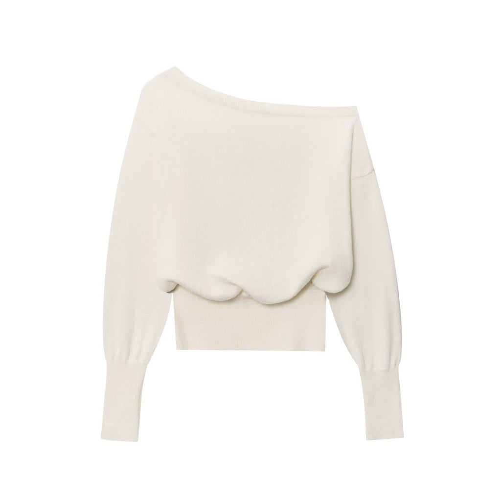 Elegant Women off Shoulder Loose Slim off Shoulder Bottoming Sweater