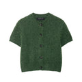 Early Autumn Women Clothing Office round Neck Short Sleeves Single Breasted Knitwear