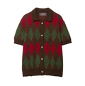Autumn Diamond Pattern Knitted Polo Shirt