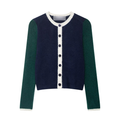 Coat Casual Loose Women Autumn Contrast Color Knitwear