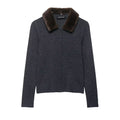 Fall Women Clothing Artificial Fur Effect Collared Knitted Coat