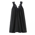 Sexy V neck Sleeveless Lace Stitching Ruffle Design Dress