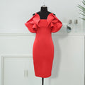 Sexy Spaghetti-Strap Ruffle Elegant Slim High Waist Slimming Sheath plus Size Dress Women Dress