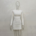 Women Sexy Sunken Stripe Long Sleeve Drawstring Adjustable Dress Women Clothing