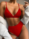 Swimsuit Single Bikini Popular Solid Color Bikini Women Seperated Swimwear Triangle Bikini