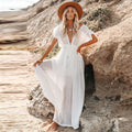 Single Breasted Waist Pull-Belt Beach Cover-up Sexy Backless Holiday Skirt Bikini Swimsuit Blouse