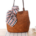 Shoulder Straw Bag Women Bag Seaside Holiday Woven Bag Straw Bag Beach Bag Silk Scarves Are Not Included