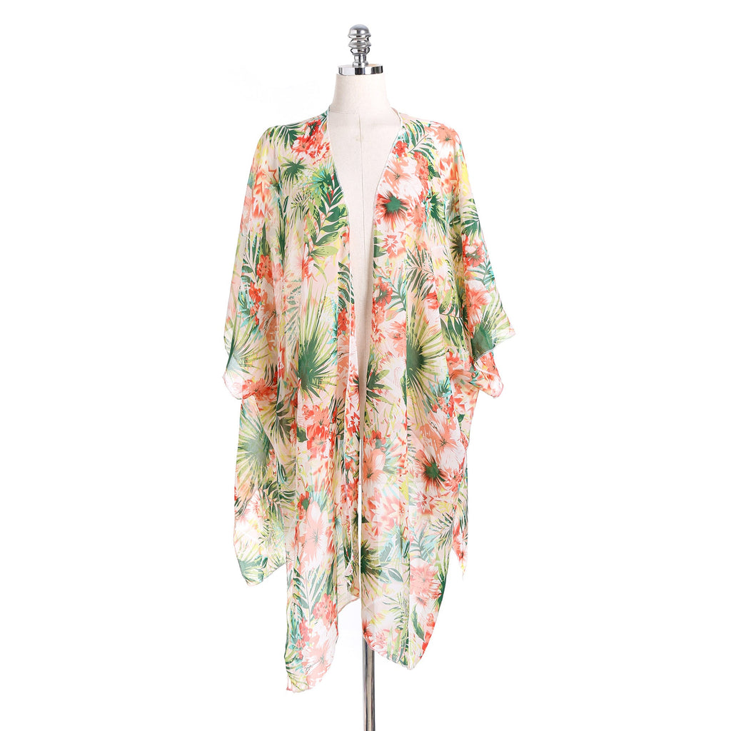 Summer Printed Floral Sun Protection Shirt Beach Dress Beach Cover Up