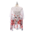 Chiffon Shirt Thin Type Sunscreen All Match Loose Printed Floral Tassel Beachwear Beach Cover Up Pullover