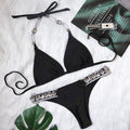 crystal diamond swimsuit in plain color with sexy backless bikini