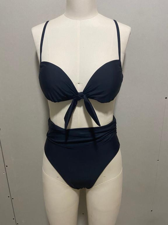 Sexy black bandeau swimsuit women swimming suit Push up bikini High cut swimwear Solid beach wear Retro bathing suit