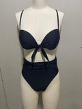 Sexy black bandeau swimsuit women swimming suit Push up bikini High cut swimwear Solid beach wear Retro bathing suit