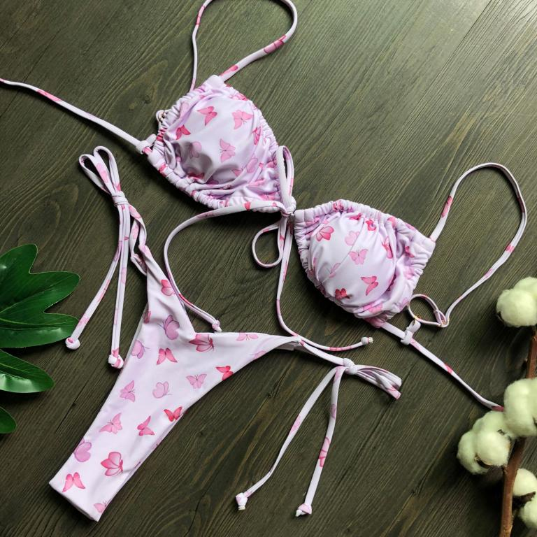 micro bikinis mujer Sexy string swimsuit Women pleated bikini set swimwear women Mini bathing suit