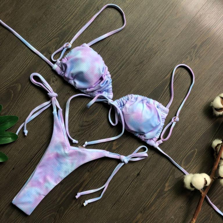 micro bikinis mujer Sexy string swimsuit Women pleated bikini set swimwear women Mini bathing suit