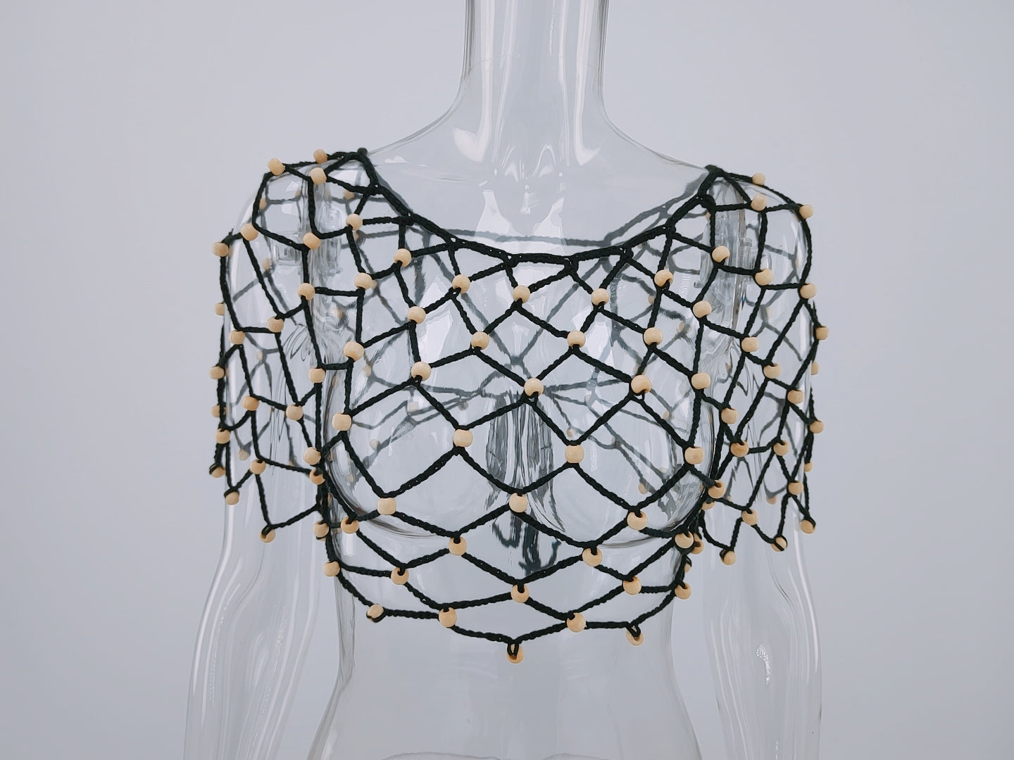 Spring Summer Seaside Holiday Hollow Out Cutout Beading Bikini Sexy Suspenders Beach Shirt